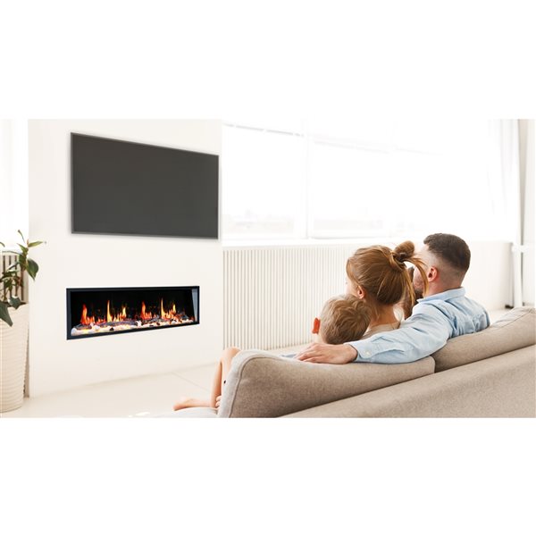 Litedeer Homes Latitude 56.25-in W Black Fan-Forced Electric Fireplace