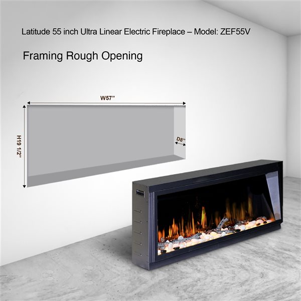 Litedeer Homes Latitude 56.25-in W Black Fan-Forced Electric Fireplace