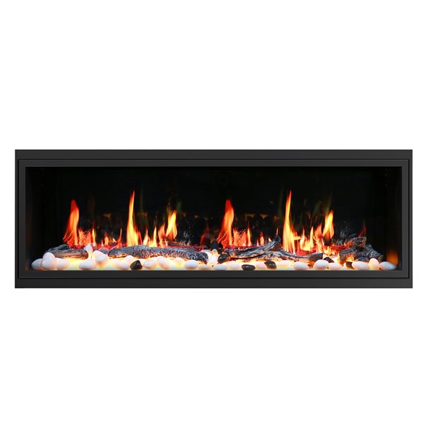 Litedeer Homes Latitude 56.25-in W Black Fan-Forced Electric Fireplace