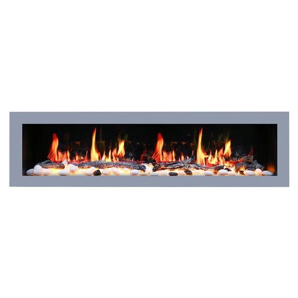 Litedeer Homes Gloria II 78-in W Silver White Fan-Forced Electric Fireplace