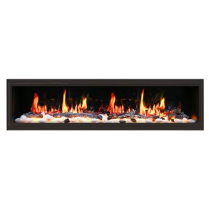 Litedeer Homes Latitude 76.5-in W Black Fan-Forced Electric Fireplace