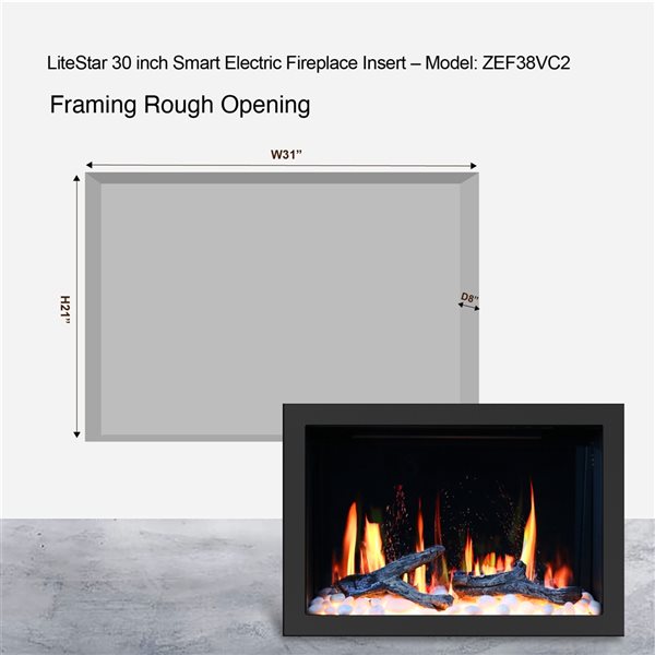 Litedeer Homes LiteStar 31-in W Black Fan-Forced Electric Fireplace Insert