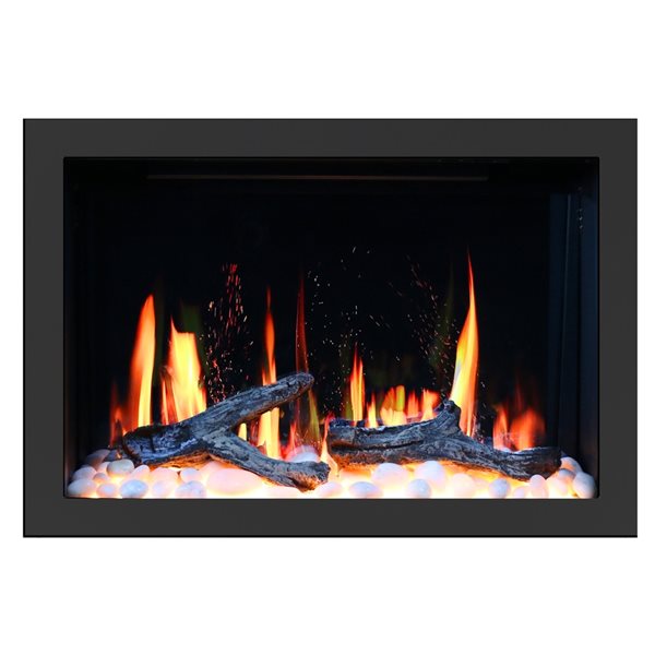 Litedeer Homes LiteStar 31-in W Black Fan-Forced Electric Fireplace Insert