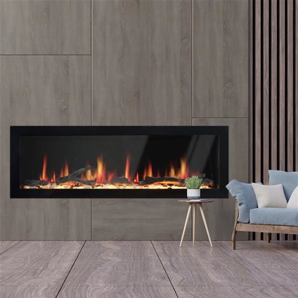 Litedeer Homes Latitude II 48-in W Black Fan-Forced Electric Fireplace