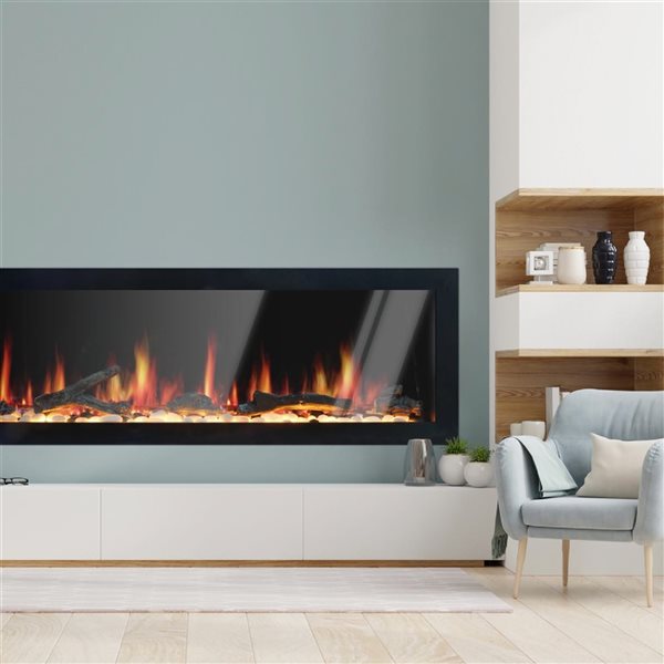 Litedeer Homes Latitude II 48-in W Black Fan-Forced Electric Fireplace