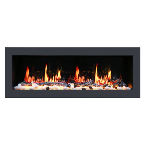 Litedeer Homes Latitude II 48-in W Black Fan-Forced Electric Fireplace