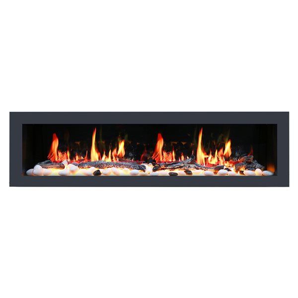 Litedeer Homes Latitude II 78-in W Black Fan-Forced Electric Fireplace