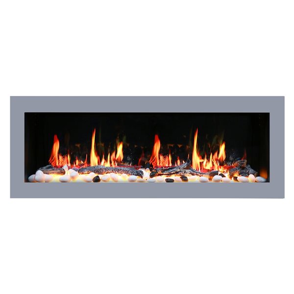 Litedeer Homes Gloria II 48-in W Silver White Fan-Forced Electric Fireplace