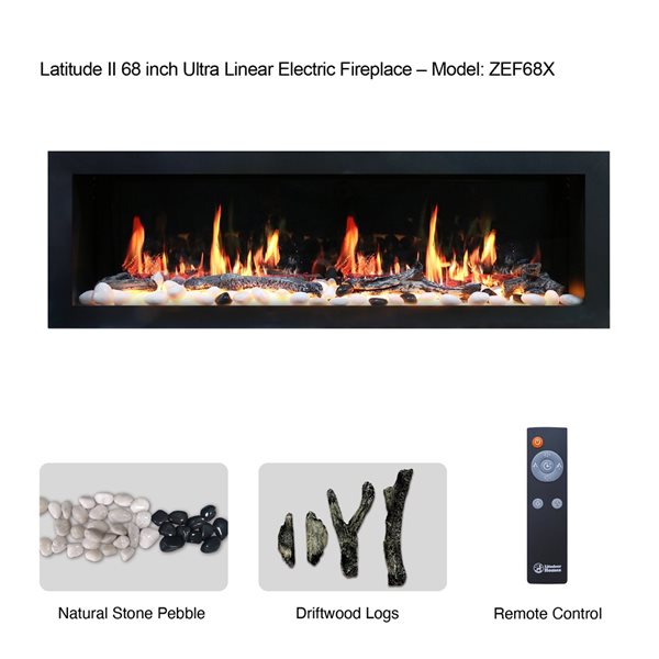 Litedeer Homes Gloria II 68-in W Silver White Fan-Forced Electric Fireplace