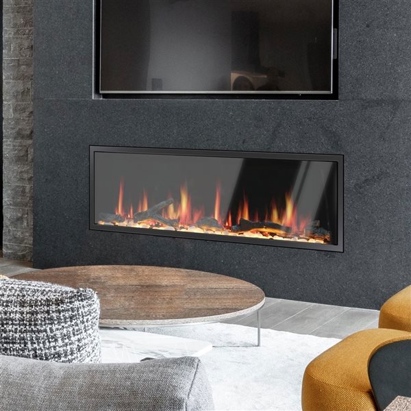 Litedeer Homes Latitude 46.5-in W Black Fan-Forced Electric Fireplace