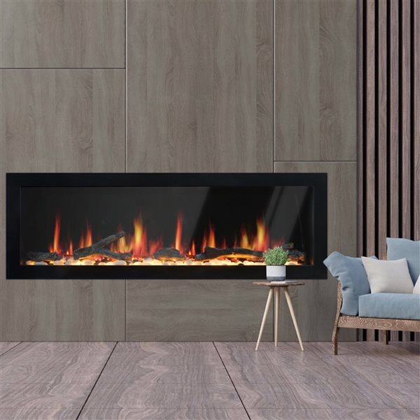 Litedeer Homes Gloria II 58-in W Silver White Fan-Forced Electric Fireplace