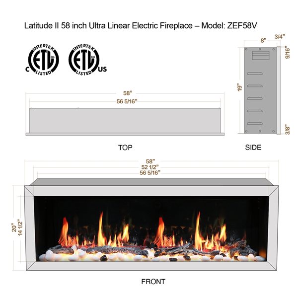 Litedeer Homes Gloria II 58-in W Silver White Fan-Forced Electric Fireplace