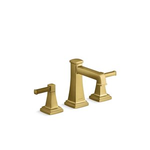 KOHLER Vibrant Brushed Moderne Brass Riff™Widespread Bathroom Sink Faucet - Drain Included