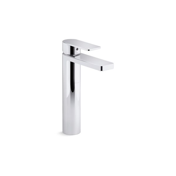KOHLER Polished Chrome Parallel® Tall Single-Handle Bathroom Sink Faucet - Drain Included