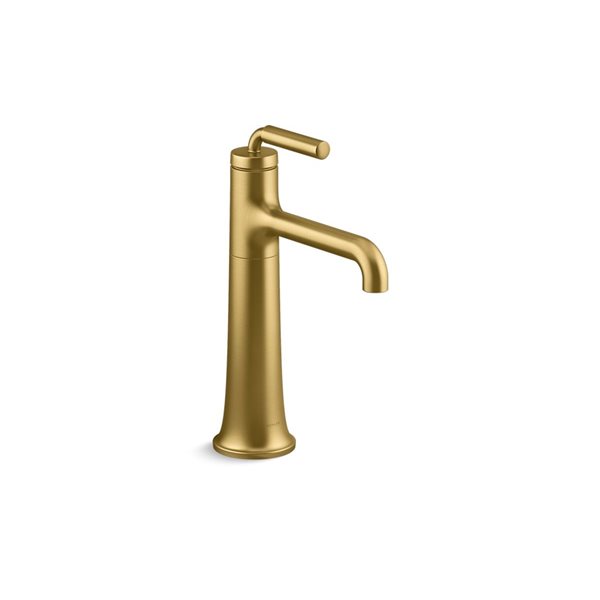 KOHLER Vibrant Brushed Moderne Brass Tone™ Tall Single-Handle Bathroom Sink Faucet - Drain and Deck Plate Included
