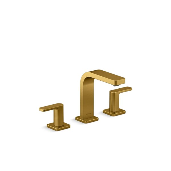 KOHLER Vibrant Brushed Moderne Brass Parallel® Widespread Bathroom Sink Faucet with Lever Handles - Drain Included