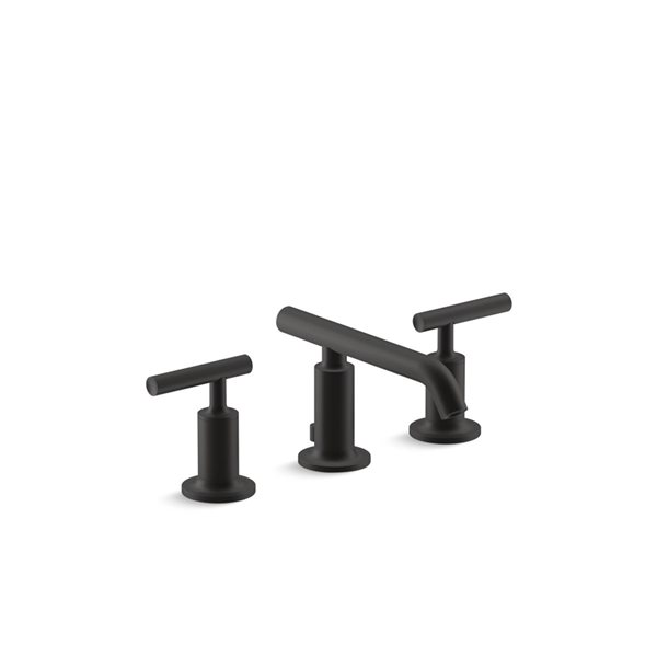 KOHLER Matte Black Purist® Widespread Bathroom Sink Faucet with Low