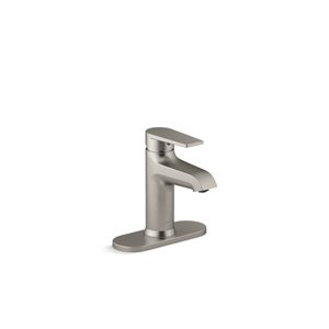 KOHLER Vibrant Brushed Nickel Hint® Single-Handle Bathroom Sink Faucet with Escutcheon - Drain and Deck Plate Included