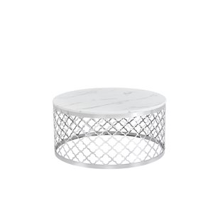 HomeTrend Madina Round Coffee Table with White Faux Marble Top
