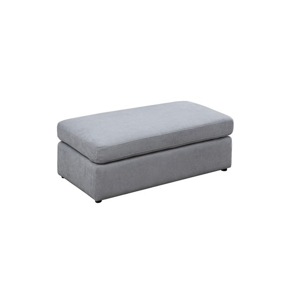 HomeTrend Evelyn Light Grey Chenille Rectangle Ottoman