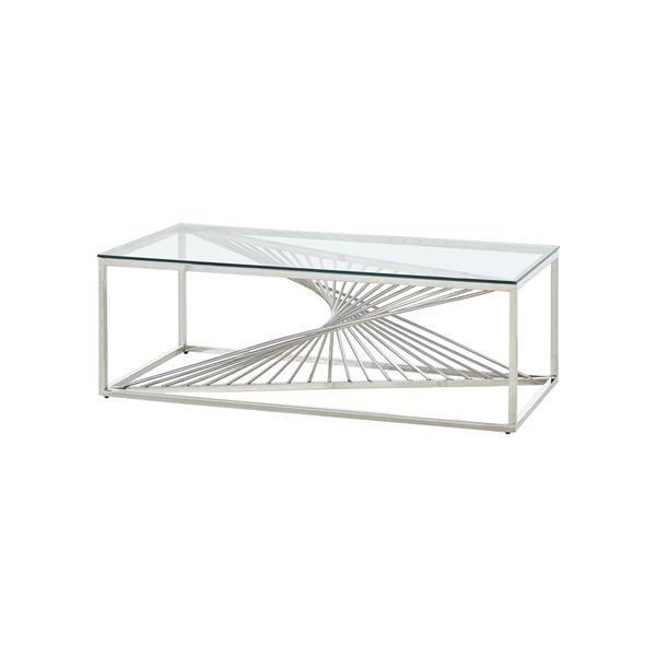 HomeTrend Prisma Metal Coffee Table with Clear Glass Top