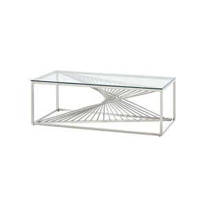 HomeTrend Prisma Metal Coffee Table with Clear Glass Top
