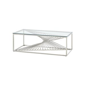 Table basse Prisma par HomeTrend en métal avec dessus en verre transparent