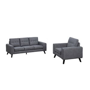 HomeTrend Evelyn Grey Chenille Living Room Set - 2-Piece