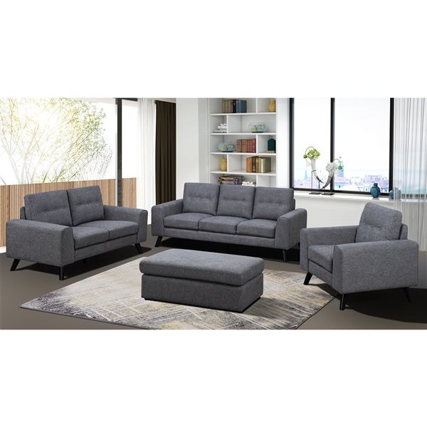 HomeTrend Evelyn Mid-Century Modern Grey Chenille Sofa