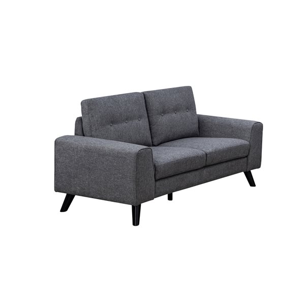 HomeTrend Evelyn Mid-Century Modern Grey Chenille Loveseat