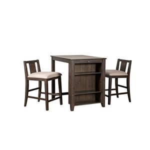 HomeTrend Daye II Dark Cherry Wood Dining Room Set with Rectangular Table - 3-Piece