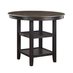HomeTrend Asher Brown Wood Round Fixed Counter (35-in to 36-in H) Table with Black Wood Base