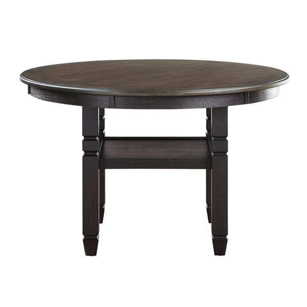 HomeTrend Asher Brown Wood Round Fixed Standard (30-in H) Table with Black Wood Base