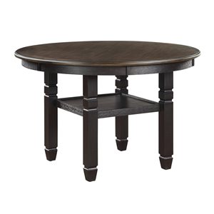 HomeTrend Asher Brown Wood Round Fixed Standard (30-in H) Table with Black Wood Base
