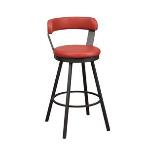 HomeTrend Appert Red Faux Leather Bar Height (27-in to 35-in) Upholstered Swivel Bar Stools - 2-Pack