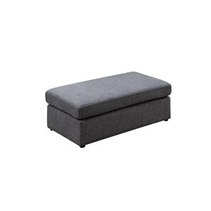 HomeTrend Evelyn Grey Chenille Rectangle Ottoman