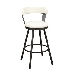 HomeTrend Appert White Faux Leather Bar Height (27-in to 35-in) Upholstered Swivel Bar Stools - 2-Pack