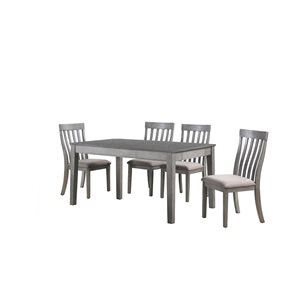 HomeTrend Armhurst Grey Wood Dining Room Set with Rectangular Table - 5-Piece