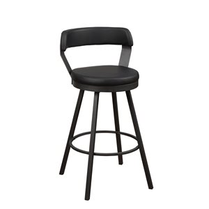 HomeTrend Appert Black Faux Leather Bar Height (27-in to 35-in) Upholstered Swivel Bar Stools - 2-Pack