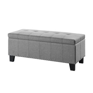 HomeTrend Fedora Modern Grey Rectangle Integrated Storage Ottoman
