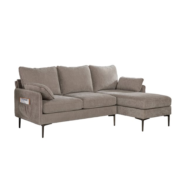 HomeTrend Mercury Modern Taupe Chenille Sectional