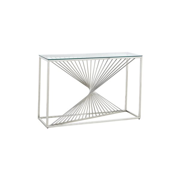 HomeTrend Prisma Metal Sofa Table with Clear Glass Top