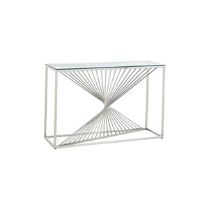 HomeTrend Prisma Metal Sofa Table with Clear Glass Top