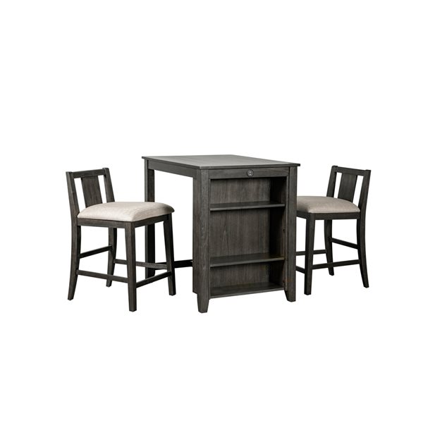 HomeTrend Daye II Grey Wood Dining Room Set with Rectangular Table - 3 ...