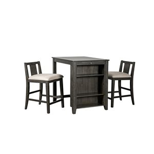 HomeTrend Daye II Grey Wood Dining Room Set with Rectangular Table - 3-Piece