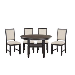 HomeTrend Asher Black and Brown Wood Dining Room Set with Round Table - 5-Piece