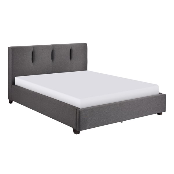 HomeTrend Aitana Graphite Grey Queen Upholstered Bed with Integrated ...
