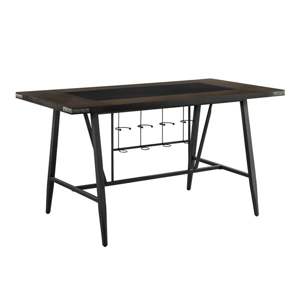 HomeTrend Appert Brown Wood and Dark Grey Metal Dining Room Set with Rectangular Table - 7-Piece