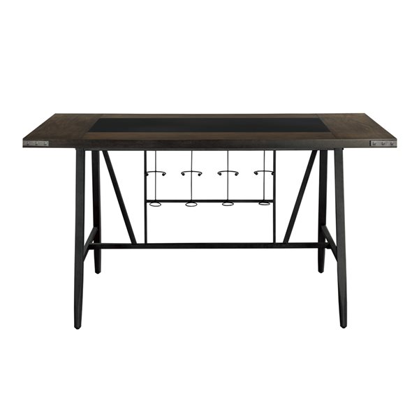 HomeTrend Appert Brown Wood and Dark Grey Metal Dining Room Set with Rectangular Table - 7-Piece