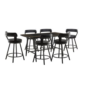 Ensemble de salle à manger Appert par HomeTrend en bois brun et métal gris foncé avec table rectangulaire, 7 pièces